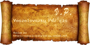 Veszelovszky Páris névjegykártya